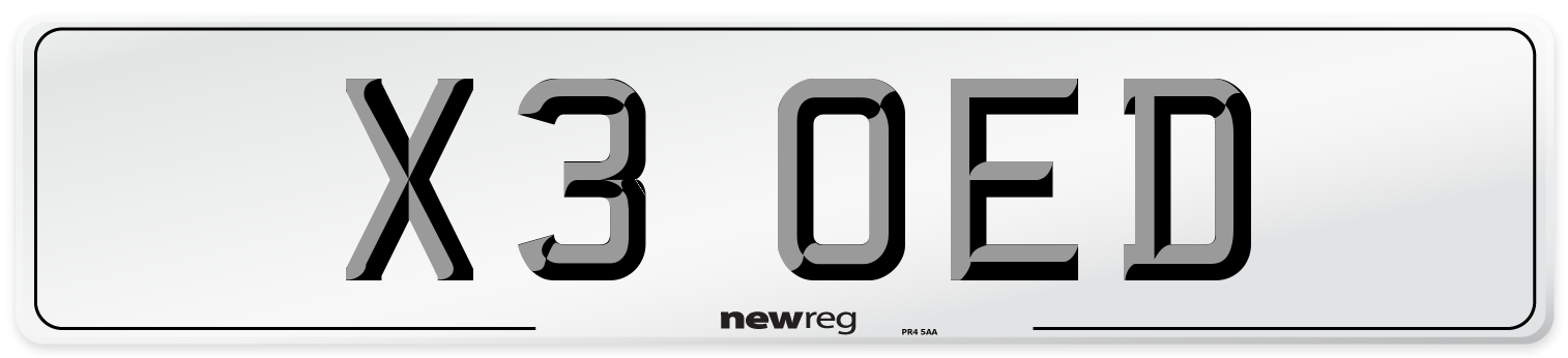 X3 OED Number Plate from New Reg